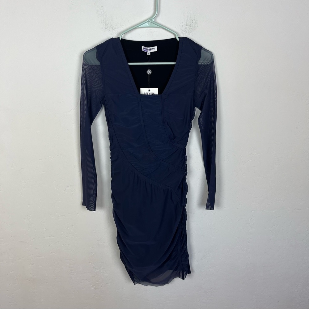 Opening Ceremony Navy Blue Mesh Ruched Mini Dress